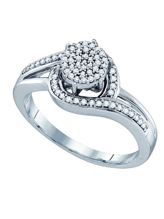 Collection 0.25 ACarat (ctw) 10K Round White Diamond Ladies Split Shank Micro Pave Engagement Ring 1/4 CT, White Gold