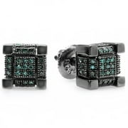 DAZZLING ROCK Dazzlingrock Collection 0.25 CT Black Rhodium Plated Mens Hip Hop Cube Stud Earrings Sterling Silver