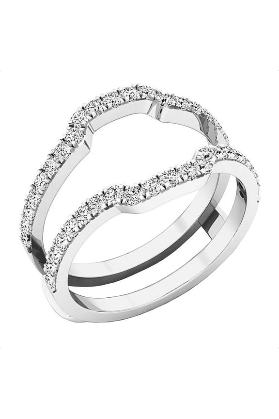 Collection 0.25 CT Round Cubic Zirconia Guard Ring for Women, Sterling Silver, Size 8.5