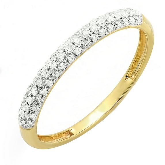 Dazzlingrock Collection 0.25 CT Round White Diamond Wedding Band for Her 14K Yellow Gold, Size 8.5