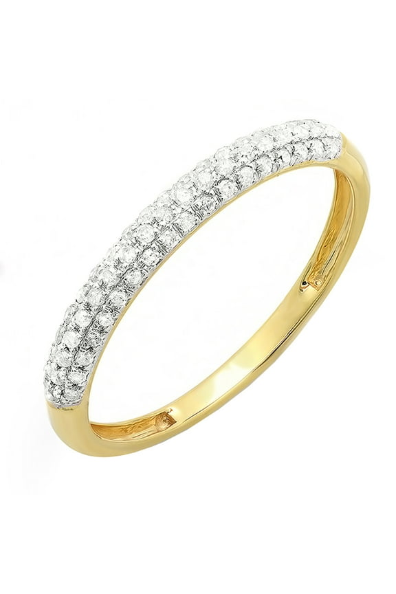 Collection 0.25 CT Round White Diamond Wedding Band for Her 18K Yellow Gold, Size 8