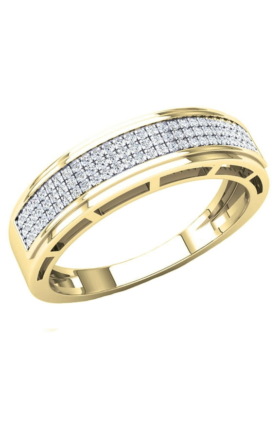 Collection 0.25 CT Round White Diamond Wedding Band for Men 10K Yellow Gold, Size 10.5