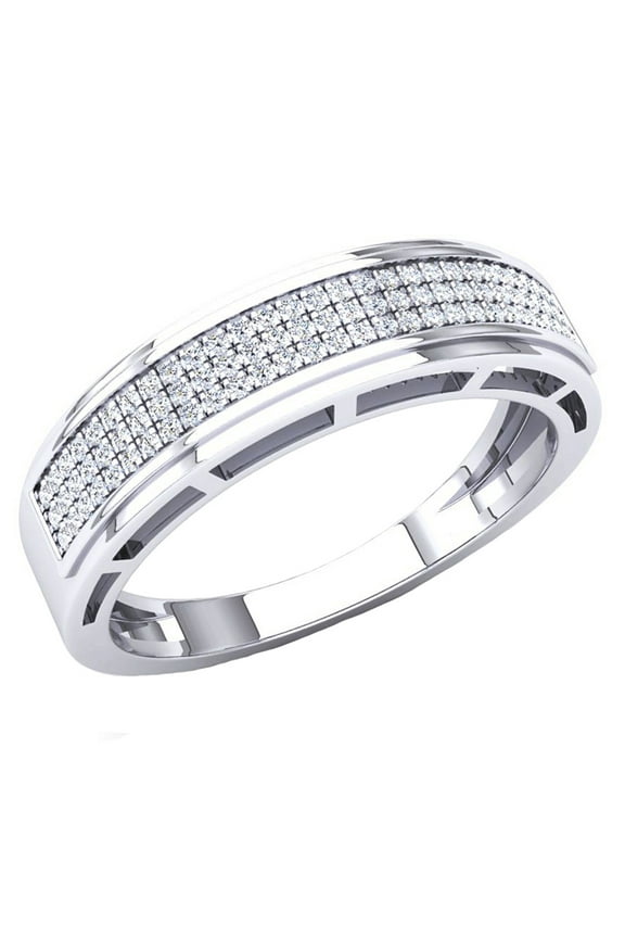 Collection 0.25 CT Round White Diamond Wedding Band for Men in 10K White Gold, Size 10