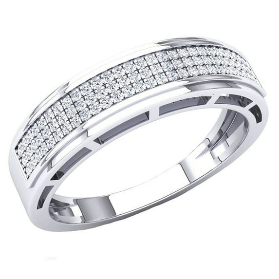 Dazzlingrock Collection 0.25 CT Round White Diamond Wedding Band for Men in 10K White Gold, Size 13