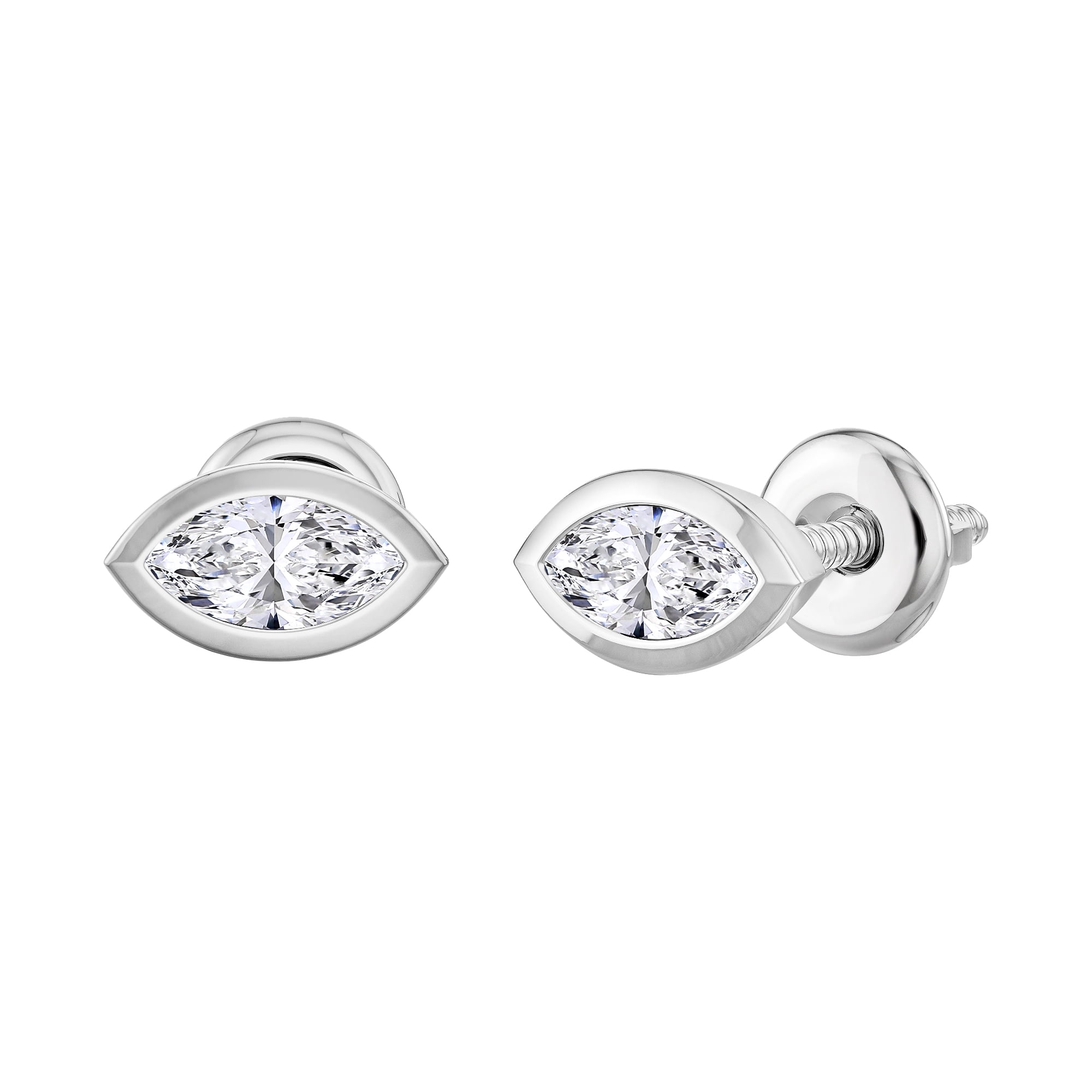 Dazzlingrock Collection 0.25 Carat Marquise Lab Grown White Diamond Bezel Set Solitaire Classic Stud Earrings for Her in 925 Sterling Silver in Screw Back