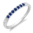 thumbnail image 1 of Dazzlingrock Collection 0.25 Carat (ctw) 10K Blue Sapphire Ladies 7 Stone Wedding Stackable Band 1/4 CT, White Gold, Size 9, 1 of 1