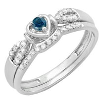 Dazzlingrock Collection 0.25 Carat (ctw) 10K Blue & White Diamond Bridal Engagement Ring Set 1/4 CT, White Gold, Size 5