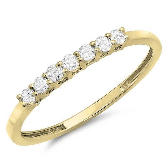 Dazzlingrock Collection 0.25 Carat (ctw) 10K Diamond Ladies 7 Stone Wedding Band 1/4 CT, Yellow Gold, Size 4