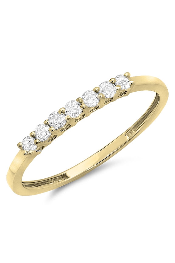 Collection 0.25 Carat (ctw) 10K Diamond Ladies 7 Stone Wedding Band 1/4 CT, Yellow Gold, Size 4