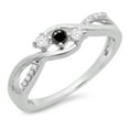 thumbnail image 1 of Dazzlingrock Collection 0.25 Carat (ctw) 10K Round Black & White Diamond 3 Stone Engagement Ring 1/4 CT, White Gold, Size 8, 1 of 1