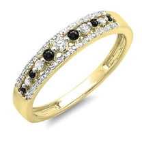 Dazzlingrock Collection 0.25 Carat (ctw) 10K Round Black & White Diamond Ladies Wedding Band 1/4 CT, Yellow Gold, Size 7