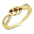 thumbnail image 1 of Dazzlingrock Collection 0.25 Carat (ctw) 10K Round Champagne & White Diamond 3 Stone Engagement Ring 1/4 CT, Yellow Gold, Size 9, 1 of 1
