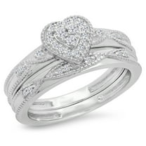 Dazzlingrock Collection 0.25 Carat (ctw) 10K Round Diamond Bridal Heart Shaped Engagement Ring 1/4 CT, White Gold, Size 9