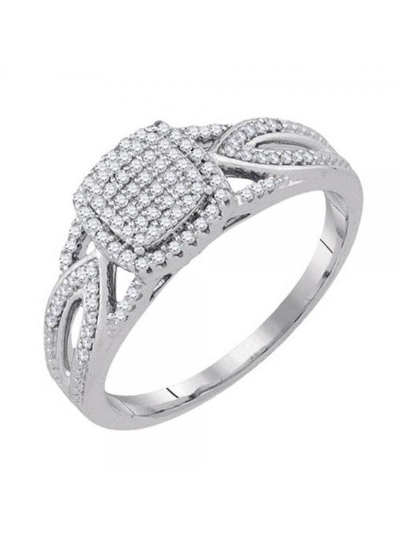 Collection 0.25 Carat (ctw) 10K Round Diamond Ladies Bridal Micro Pave Engagement Ring 1/4 CT, White Gold