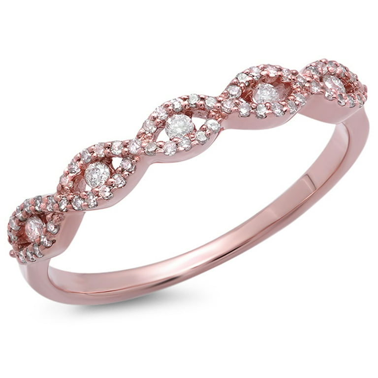 LADIES STACKABLE BAND 0.25CT ROUND DIAMOND 10K ROSE GOLD LADIES STACKABLE BAND 0.25CT ROUND DIAMOND 10K ROSE GOLD
