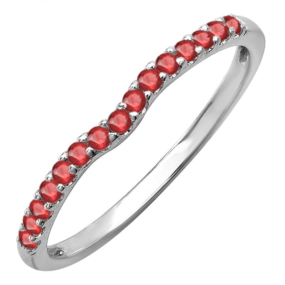 Dazzlingrock Collection 0.25 Carat (ctw) 10K Ruby Anniversary Wedding Ring Matching Band 1/4 CT, White Gold, Size 9