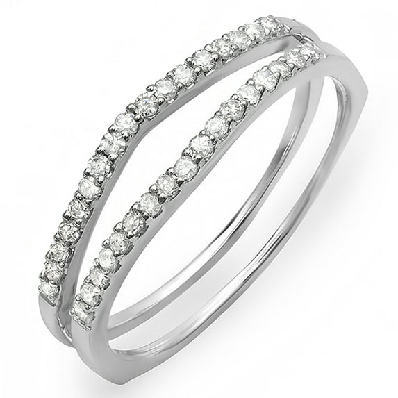 Dazzlingrock Collection 0.25 Carat (ctw) 10K White Diamond Enhancer Guard Wedding Band 1/4 CT, White Gold, Size 8