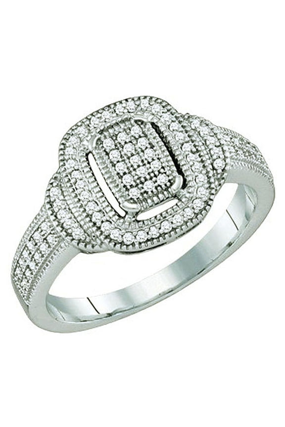 Collection 0.25 Carat (ctw) 10K White Diamond Ladies Micro Pave Bridal Engagement Ring, White Gold