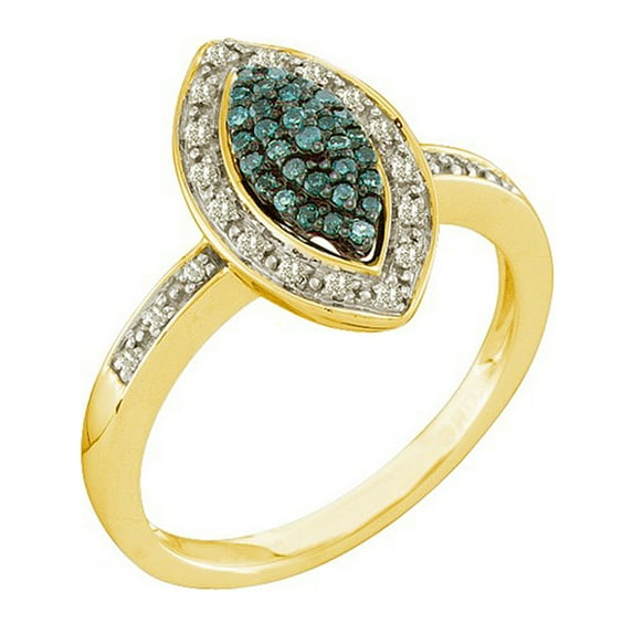 Dazzlingrock Collection 0.25 Carat (ctw) 10k Blue & White Diamond Ladies Bridal Engagement Ring, Yellow Gold