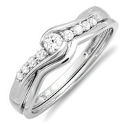 DAZZLINGROCK Collection 0.25 Carat (ctw) 10k Diamond Bridal Promise Engagement Wedding Set Ring 1/4 CT, White Gold, Size 10
