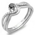 thumbnail image 1 of Dazzlingrock Collection 0.25 Carat (ctw) 10k Round Black And White Diamond Ladies Swirl Crossover Bridal Engagement Ring Matching Band Set 1/4 CT, White Gold, Size 5.5, 1 of 1