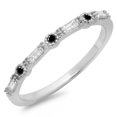 thumbnail image 1 of Dazzlingrock Collection 0.25 Carat (ctw) 14K Black & White Diamond Ladies Millgrain Wedding Band 1/4 CT, White Gold, Size 7, 1 of 2