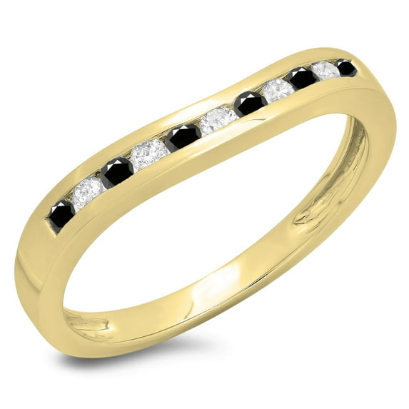 Dazzlingrock Collection 0.25 Carat (ctw) 14K Black & White Diamond Wedding Band Stackable Ring 1/4 CT, Yellow Gold, Size 7