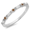 thumbnail image 1 of Dazzlingrock Collection 0.25 Carat (ctw) 14K Champagne & White Diamond Millgrain Wedding Band 1/4 CT, White Gold, Size 7, 1 of 1