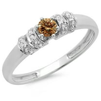 Dazzlingrock Collection 0.25 Carat (ctw) 14K Champagne & White Diamond Unique Engagement Ring 1/4 CT, White Gold, Size 9.5