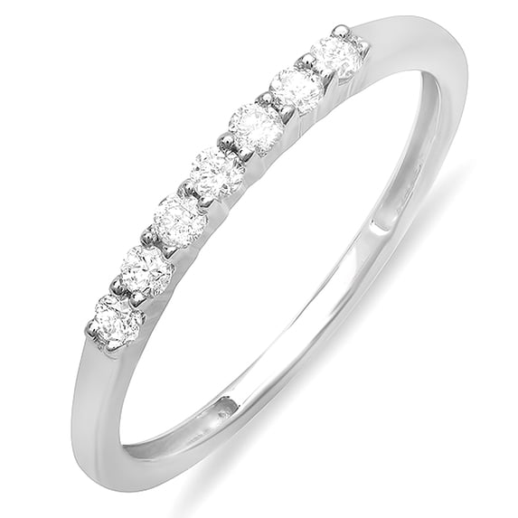 Dazzlingrock Collection 0.25 Carat (ctw) 14K Round 7 Stone Diamond Anniversary Ring Wedding Matching Band 1/4 CT, White Gold, Size 5.5