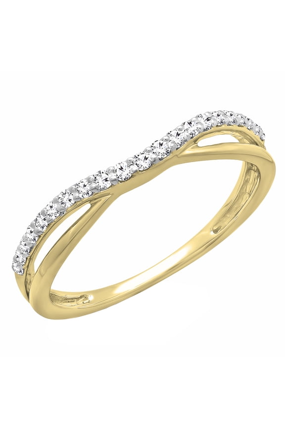 Collection 0.25 Carat (ctw) 14K Round Diamond Anniversary Wedding Guard Contour Band 1/4 CT, Yellow Gold, Size 7