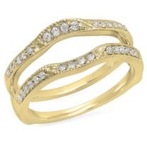 Dazzlingrock Collection 0.25 Carat (ctw) 14K Round Diamond Millgrain Wedding Double Guard Band 1/4 CT, Yellow Gold, Size 4