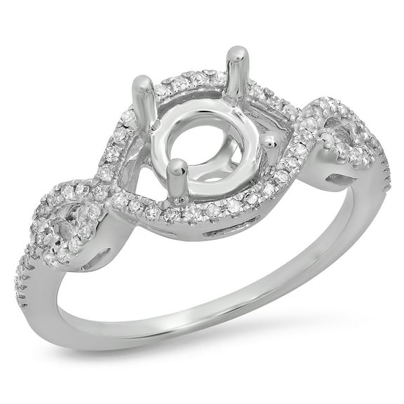 Dazzlingrock Collection 0.25 Carat (ctw) 14K Round Diamond Swirl Bridal Semi Mount Engagement Ring 1/4 CT, White Gold, Size 7.5