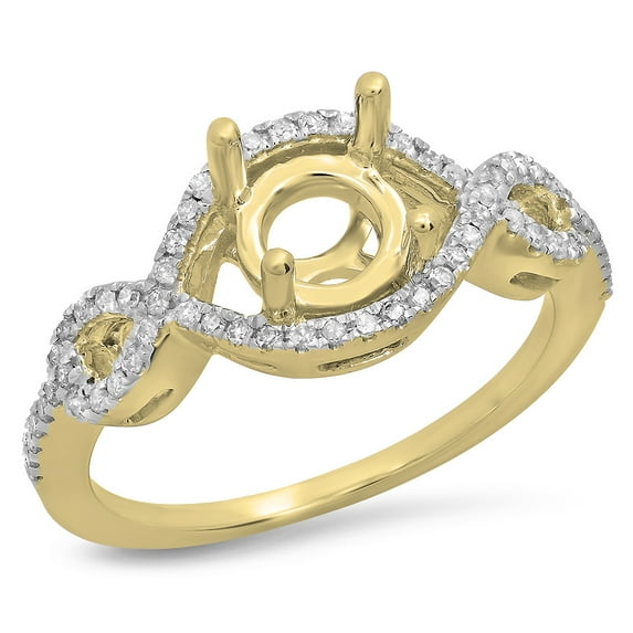 Dazzlingrock Collection 0.25 Carat (ctw) 14K Round Diamond Swirl Bridal Semi Mount Engagement Ring 1/4 CT, Yellow Gold, Size 4.5