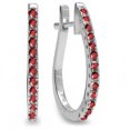 thumbnail image 1 of Dazzlingrock Collection 0.25 Carat (ctw) 14K Round Ruby Ladies Hoop Earrings 1/4 CT, White Gold, 1 of 1