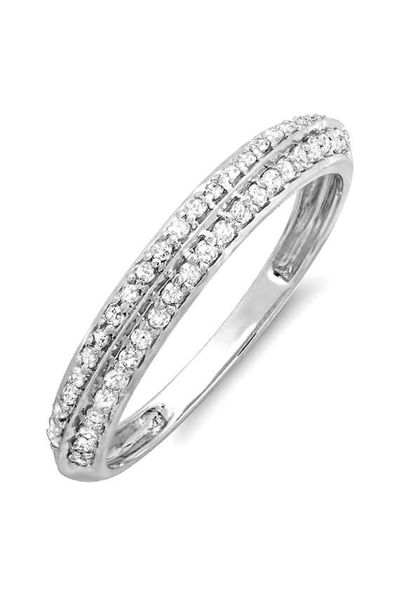 Collection 0.25 Carat (ctw) 14K Round White Diamond Anniversary Wedding Band Stackable Knife edge Ring 1/4 CT, White Gold, Size 7