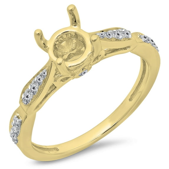 Dazzlingrock Collection 0.25 Carat (ctw) 14K Round White Diamond Ladies Semi Mount Engagement Ring 1/4 CT, Yellow Gold, Size 9