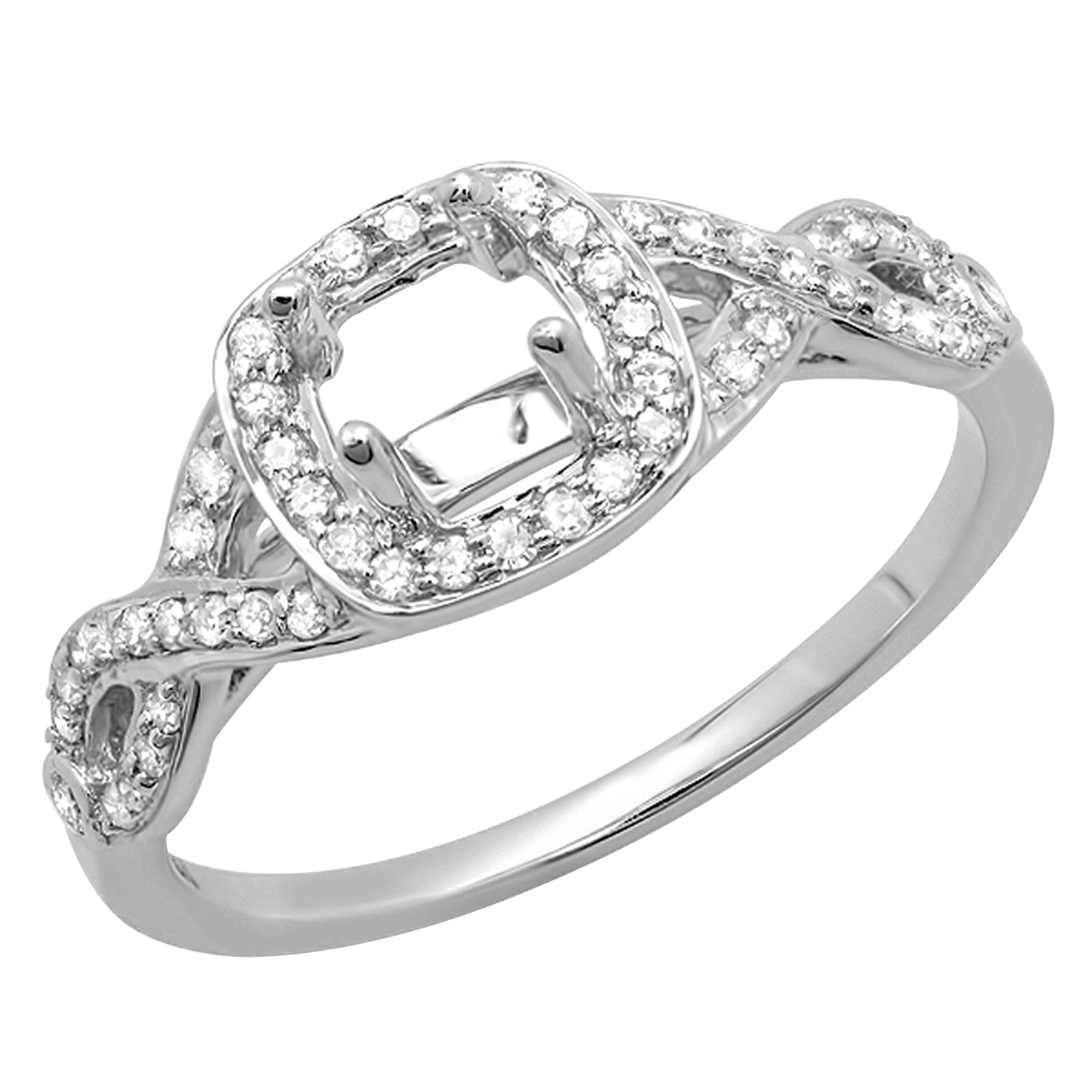 Dazzlingrock Collection 0.25 Carat (ctw) 14K Round White Diamond Ladies  Swirl Engagement Semi-Mount Ring 1/4 CT (No Center Stone), White Gold, Size  9
