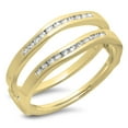 thumbnail image 1 of Dazzlingrock Collection 0.25 Carat (ctw) 14K Round White Diamond Ladies Wedding Guard Double Ring 1/4 CT, Yellow Gold, Size 9, 1 of 1