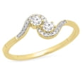 thumbnail image 1 of Dazzlingrock Collection 0.25 Carat (ctw) 14K Round White Diamond Two Stone Engagement Ring 1/4 CT, Yellow Gold, Size 4, 1 of 1