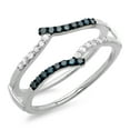 thumbnail image 1 of Dazzlingrock Collection 0.25 Carat (ctw) 14K White & Blue Diamond Ladies Wedding Guard Double Ring 1/4 CT, White Gold, Size 7.5, 1 of 4