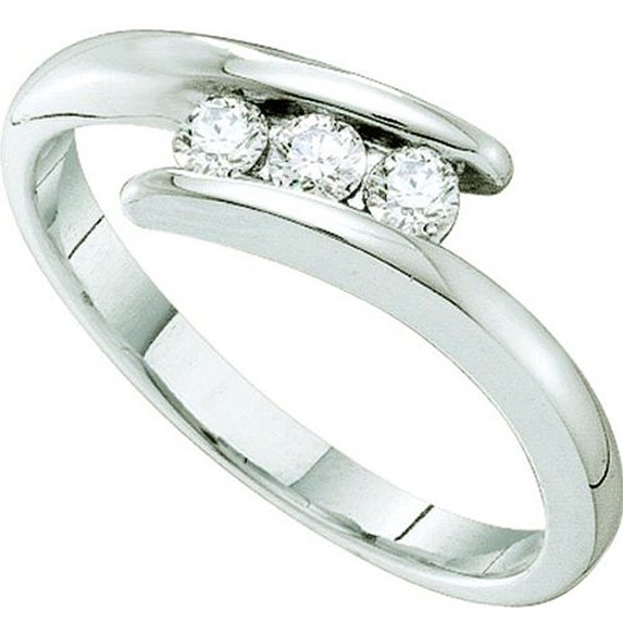 Dazzlingrock Collection 0.25 Carat (ctw) 14K White Diamond Ladies 3 Stone Engagement Bridal Promise Ring, White Gold