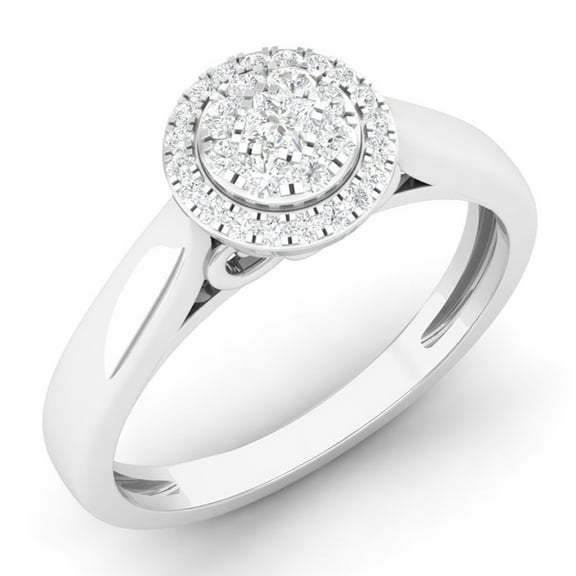 Dazzlingrock Collection 0.25 Carat (ctw) 14K White Diamond Ladies Cluster Style Engagement Ring 1/4 CT, White Gold, Size 7