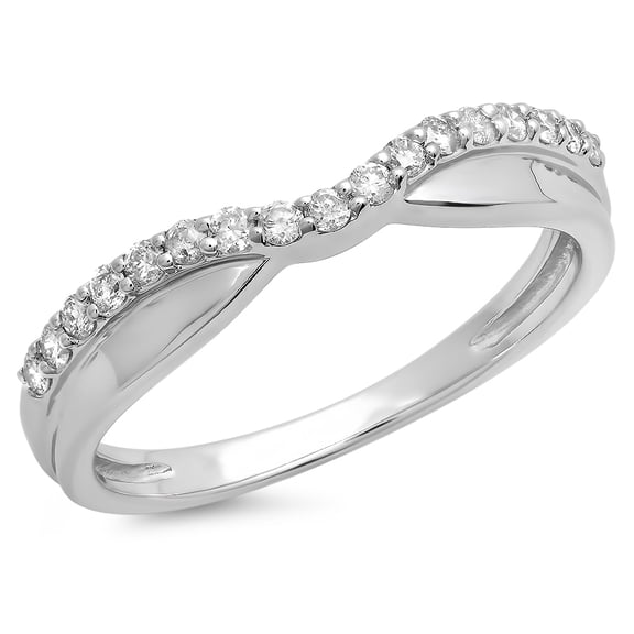 Dazzlingrock Collection 0.25 Carat (ctw) 14K White Diamond Wedding Stackable Contour Guard Band 1/4 CT, White Gold, Size 8