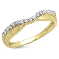 Dazzlingrock Collection 0.25 Carat (ctw) 14K White Diamond Wedding Stackable Contour Guard Band 1/4 CT, Yellow Gold, Size 6