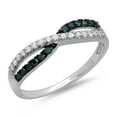 thumbnail image 1 of Dazzlingrock Collection 0.25 Carat (ctw) 18K Round Blue & White Diamond Wedding Band Swirl Ring 1/4 CT, White Gold, Size 7, 1 of 1