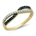 thumbnail image 1 of Dazzlingrock Collection 0.25 Carat (ctw) 18K Round Blue & White Diamond Wedding Band Swirl Ring 1/4 CT, Yellow Gold, Size 8.5, 1 of 1