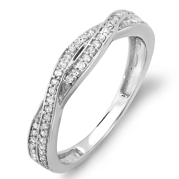 Dazzlingrock Collection 0.25 Carat (ctw) 18K Round Diamond Anniversary Wedding Band Swirl Matching Ring 1/4 CT, White Gold, Size 9