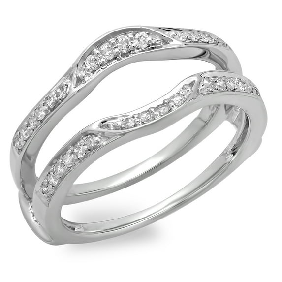 Dazzlingrock Collection 0.25 Carat (ctw) 18K Round Diamond Wedding Band Enhancer Double Guard Ring 1/4 CT, White Gold, Size 7.5