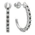 thumbnail image 1 of Dazzlingrock Collection 0.25 Carat (ctw) Round Black Diamond Ladies Hoop Earrings 1/4 CT, Sterling Silver, 1 of 1